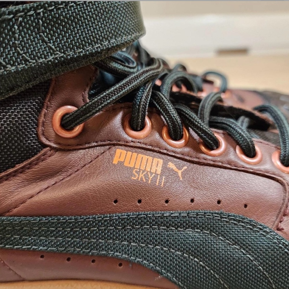 Black and Brown Lace-Up Sneakers - Picture 2 of 7